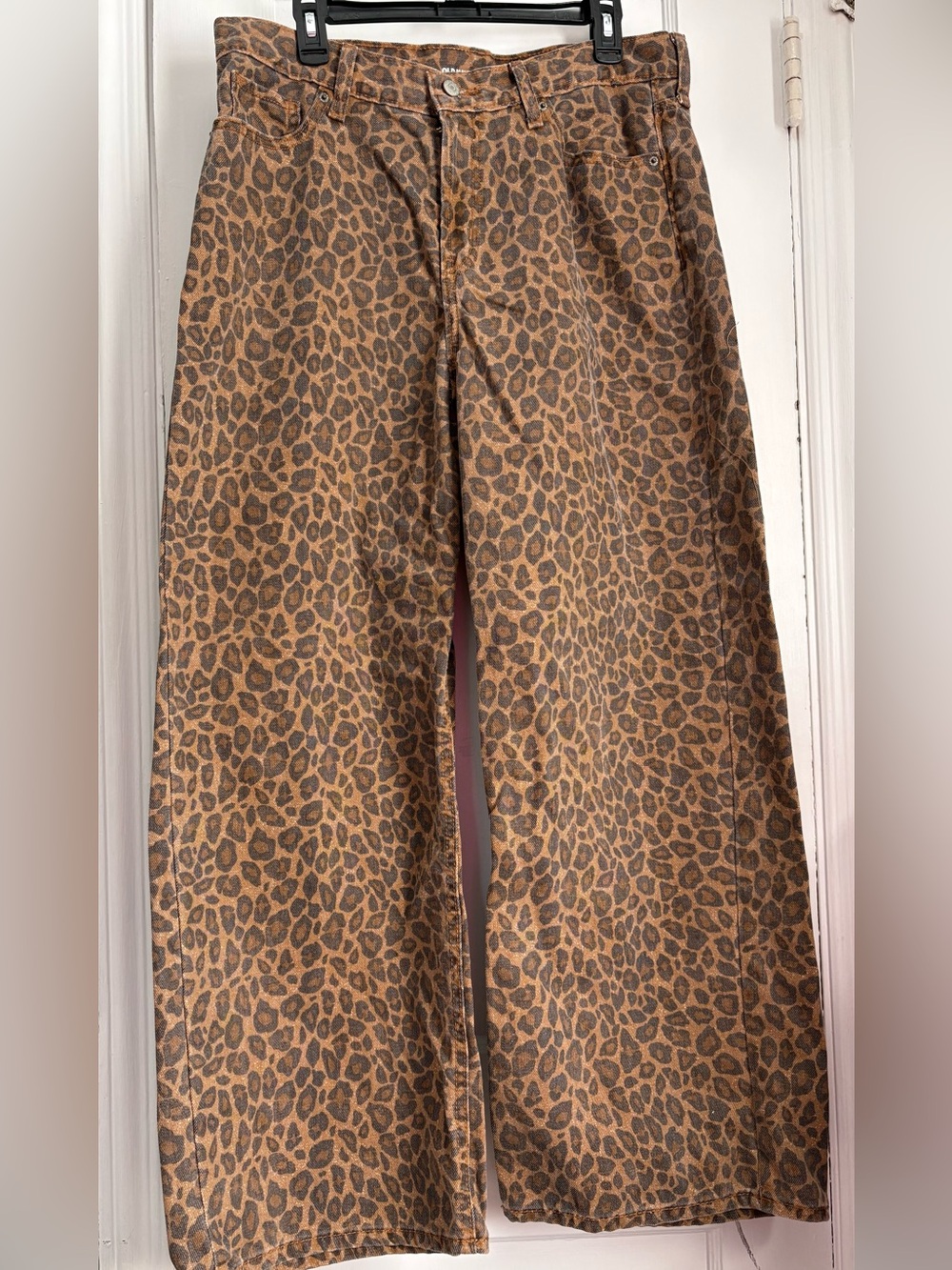 Old Navy Leopard Print Wide Leg Jeans Y2K Animal Print High Rise Sz: 14